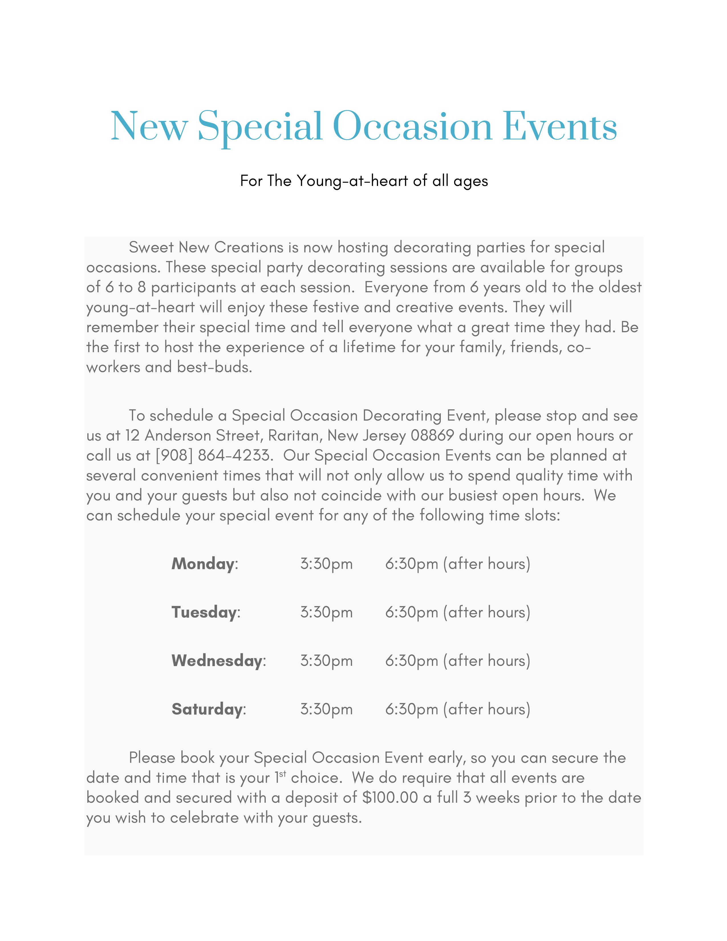 In-House Decorating Party Packages